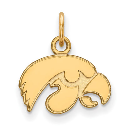 Gold Plated Sterling Silver Logoart University Of Iowa Hawk Extra Small Pendant