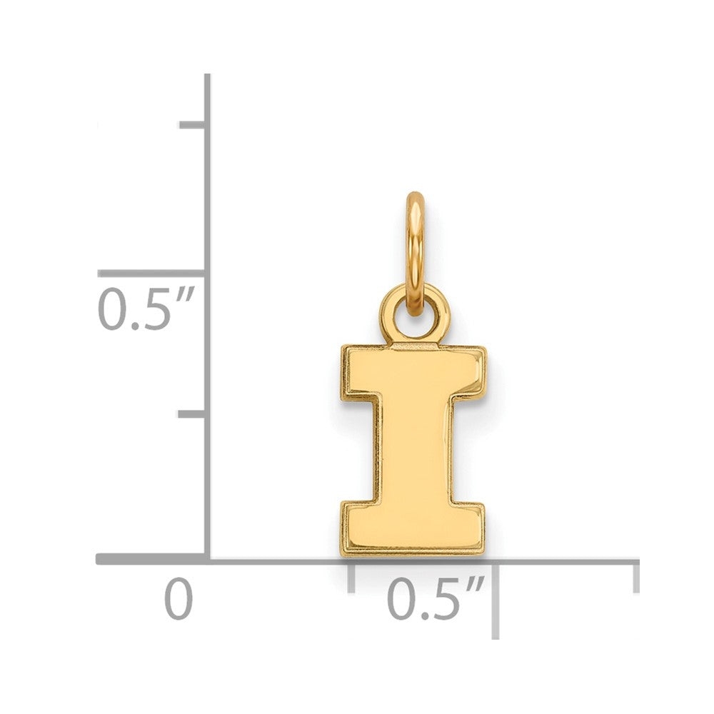 Gold Plated Sterling Silver Logoart University Of Illinois Letter I Extra Small Pendant