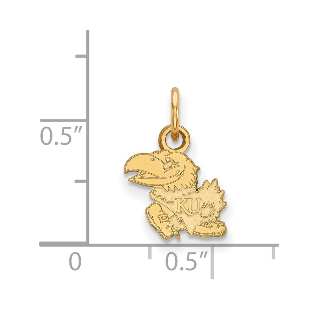 Gold Plated Sterling Silver Logoart University Of Kansas Jayhawk Extra Small Pendant