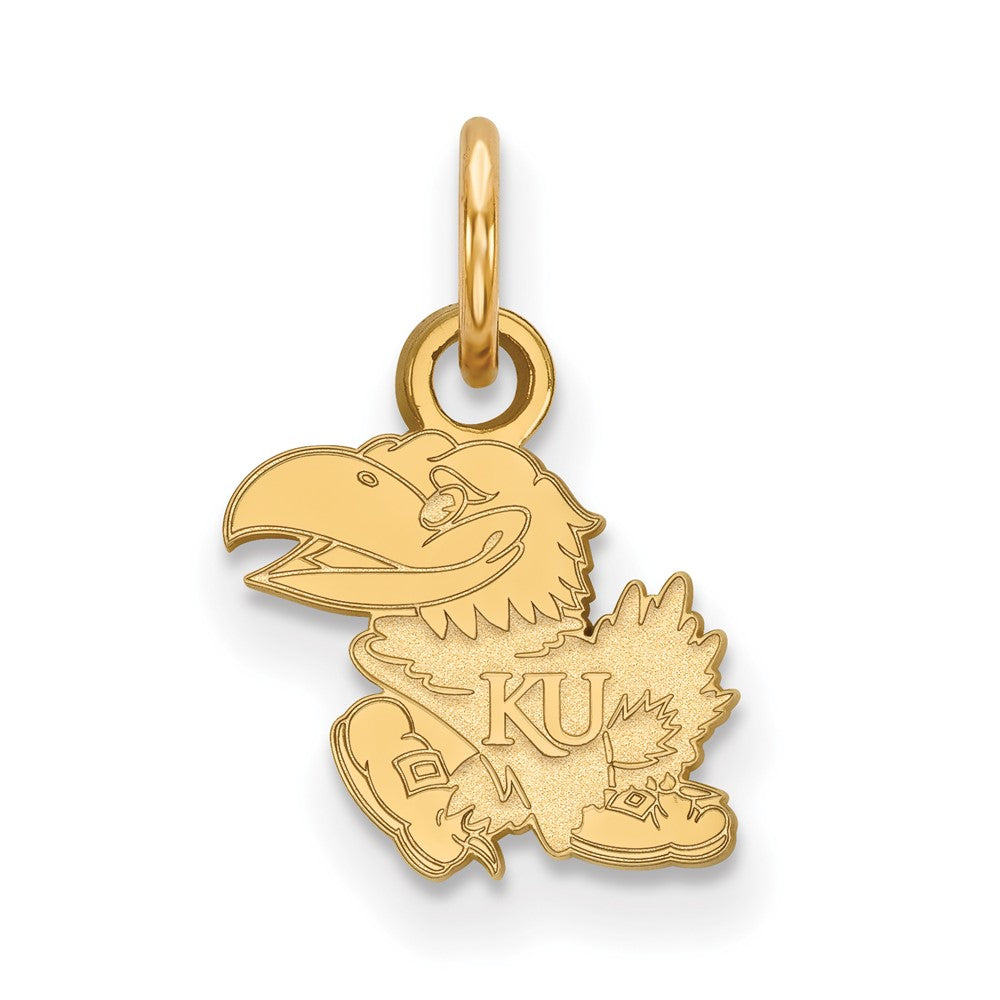 Gold Plated Sterling Silver Logoart University Of Kansas Jayhawk Extra Small Pendant