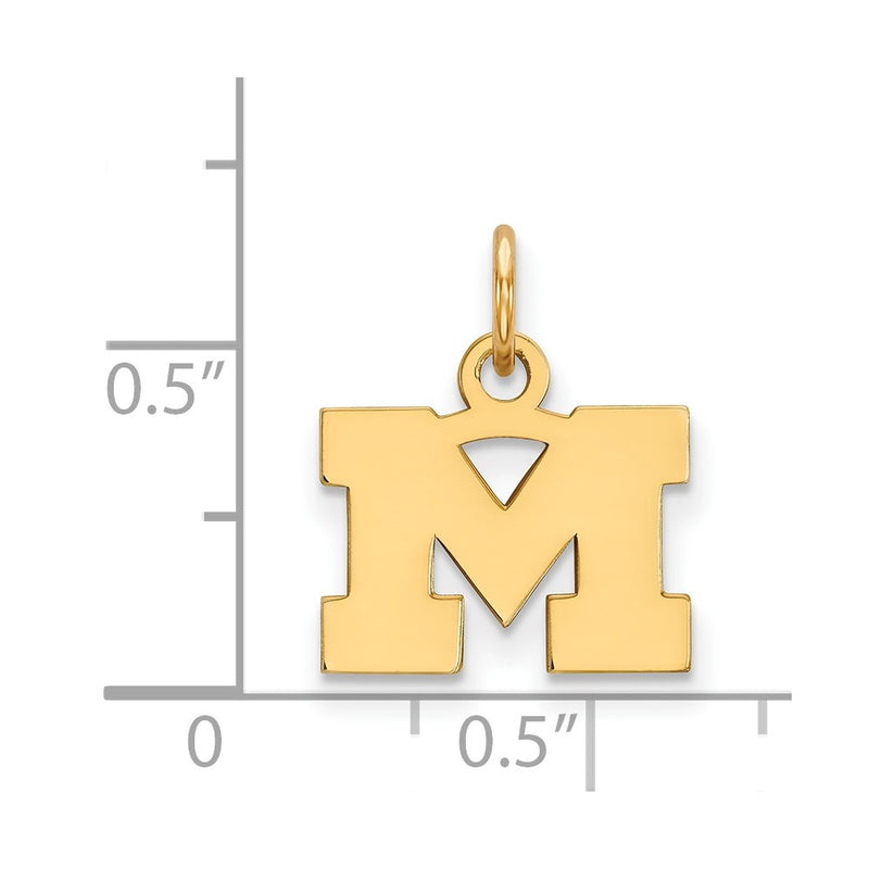 10K Yellow Gold Logoart University Of Michigan Letter M Extra Small Pendant