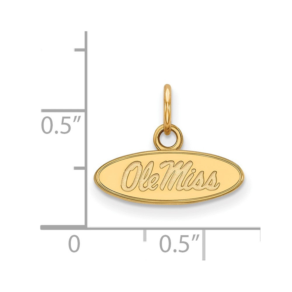 Gold Plated Sterling Silver Logoart University Of Mississippi Ole Miss Extra Small Oval Pendant
