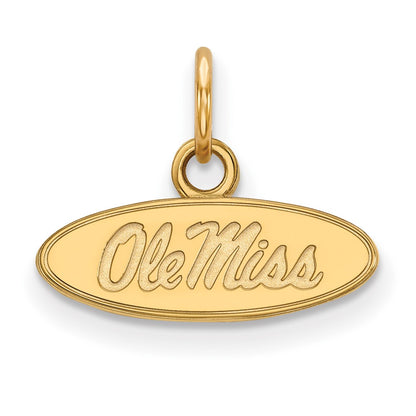 Gold Plated Sterling Silver Logoart University Of Mississippi Ole Miss Extra Small Oval Pendant