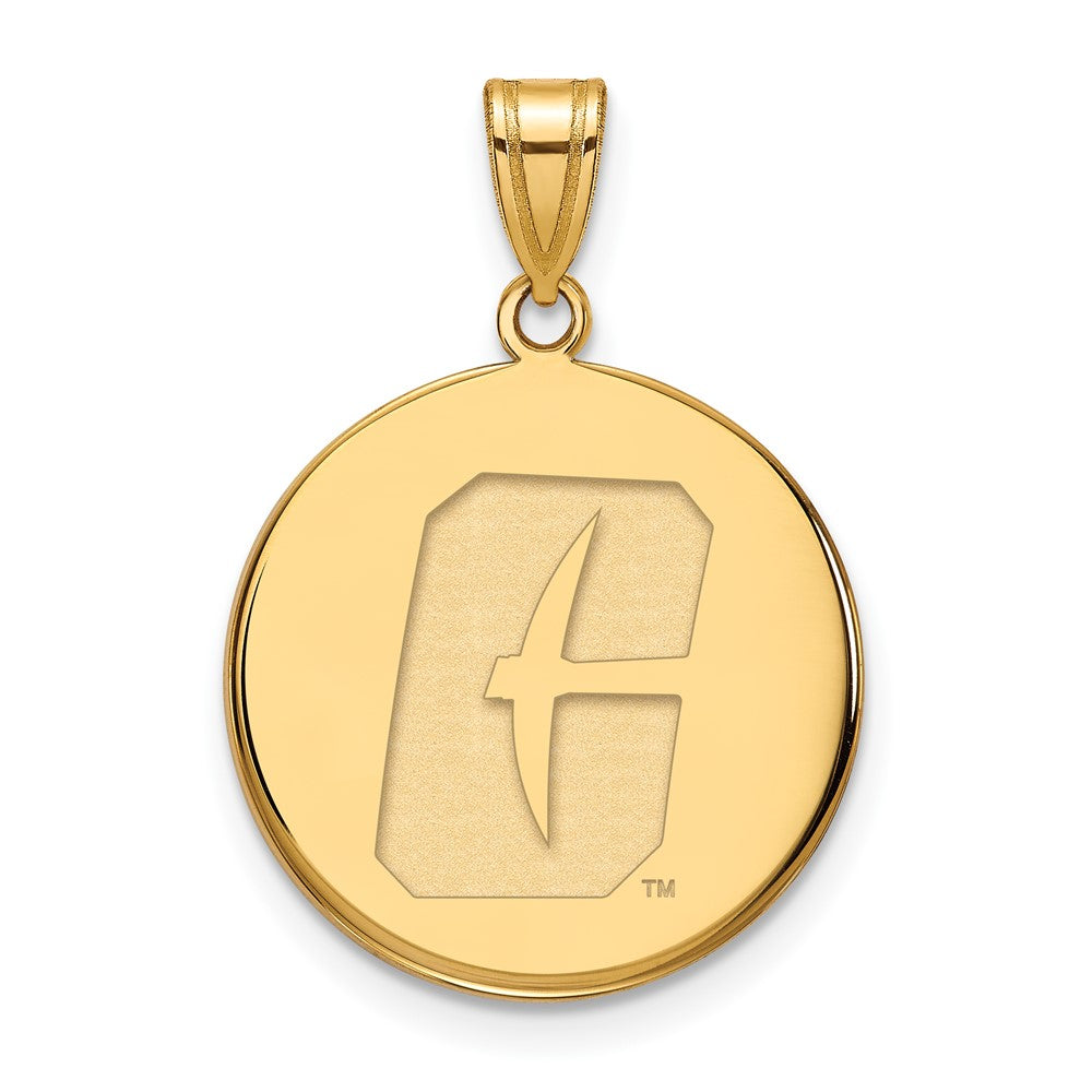 14K Yellow Gold Logoart University Of North Carolina At Charlotte 49Ers Large Disc Pendant