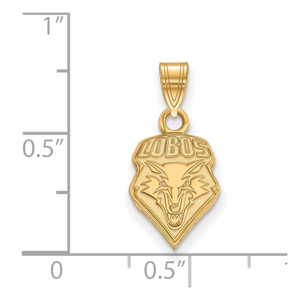 Gold Plated Sterling Silver Logoart University Of New Mexico Lobos Small Pendant