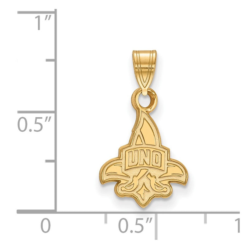 Gold Plated Sterling Silver Logoart University Of New Orleans U N O Small Pendant