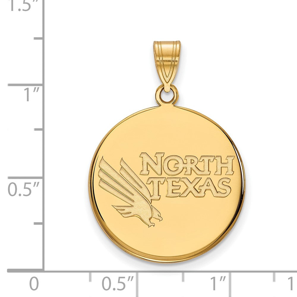 Gold Plated Sterling Silver Logoart University Of North Texas Large Disc Pendant