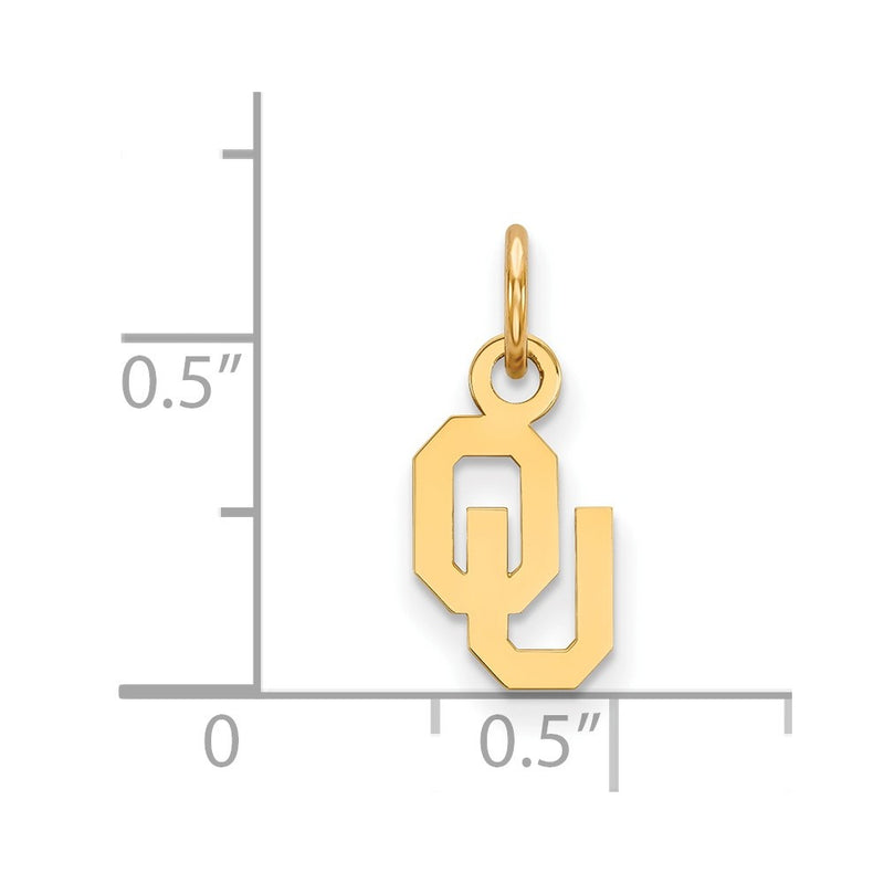 14K Yellow Gold Logoart University Of Oklahoma O U Extra Small Pendant