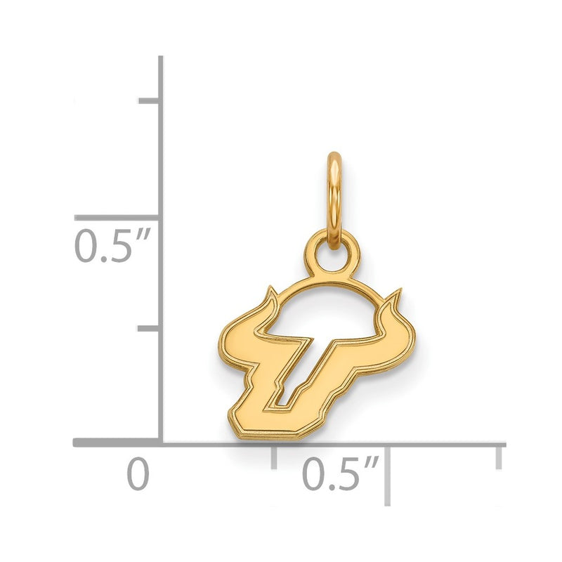 Gold Plated Sterling Silver Logoart University Of South Florida Bull Extra Small Pendant