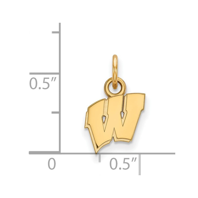 10K Yellow Gold Logoart University Of Wisconsin Letter W Extra Small Pendant