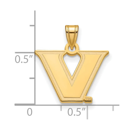 Gold Plated Sterling Silver Gp Logoart Vanderbilt University Small Pendant