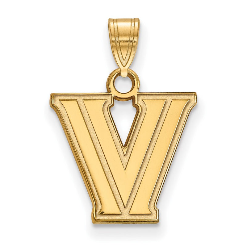 Gold Plated Sterling Silver Logoart Villanova University Letter V Small Pendant