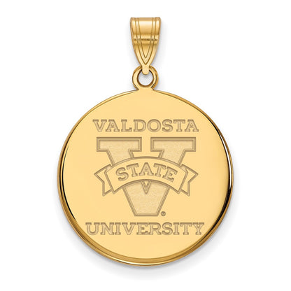 Gold Plated Sterling Silver Logoart Valdosta State University Large Disc Pendant