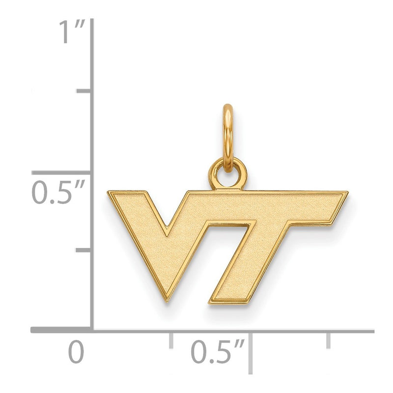 14K Yellow Gold Logoart Virginia Tech V T Extra Small Pendant
