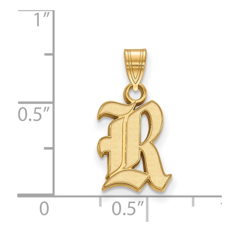 Gold Plated Sterling Silver Logoart Rice University Letter R Small Pendant