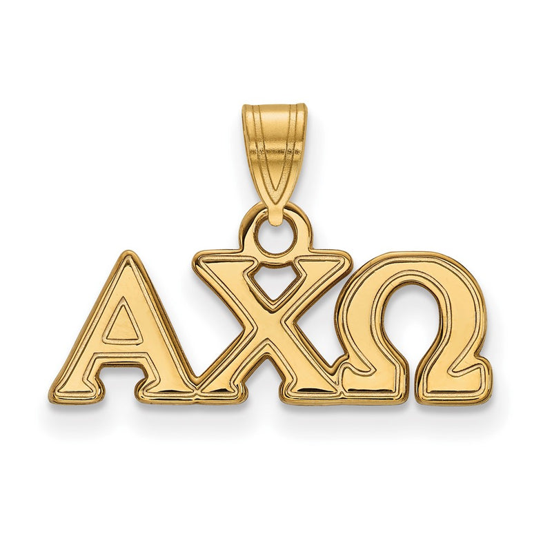 Gold Plated Sterling Silver Logoart Alpha Chi Omega Sorority Greek Letters Small Pendant