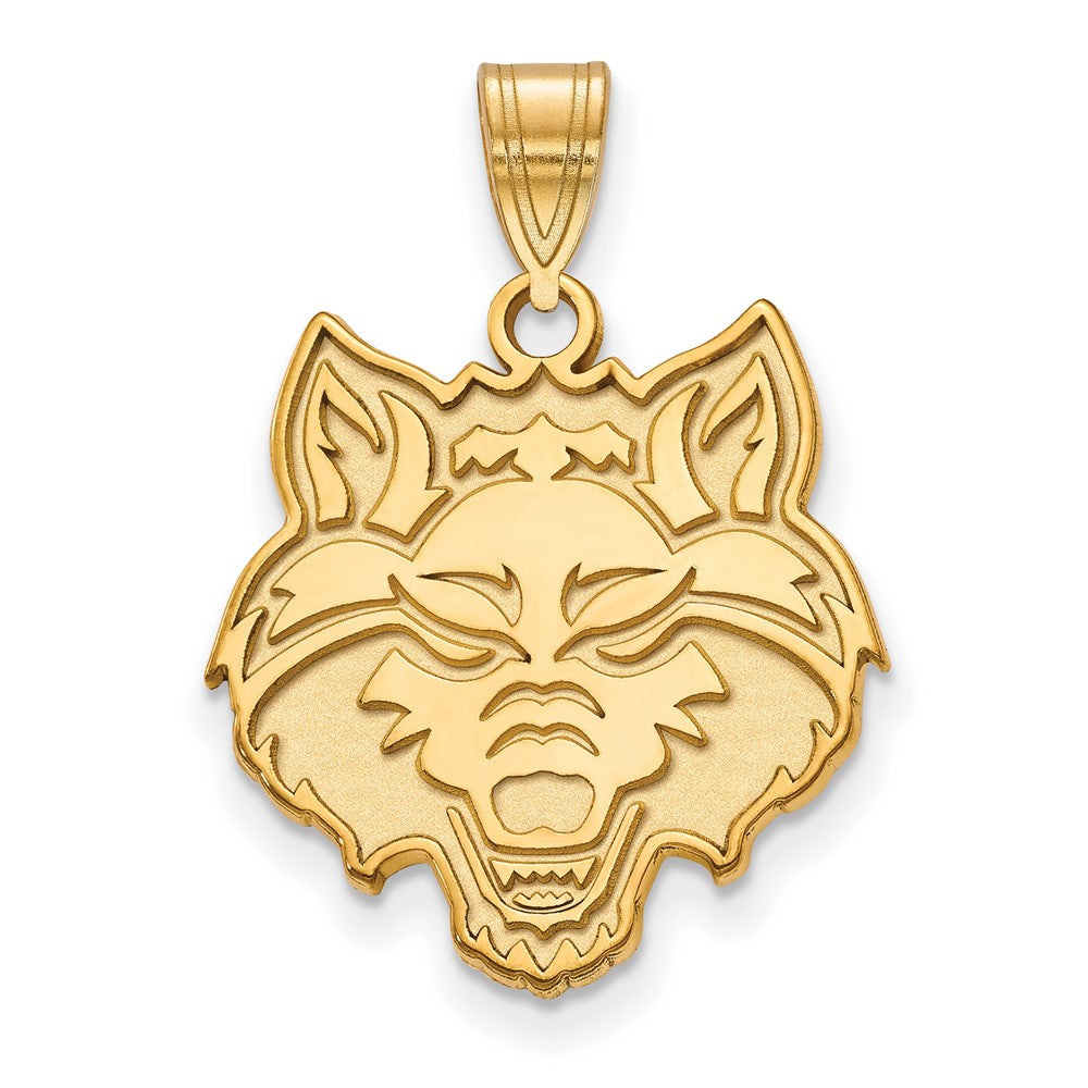 Gold Plated Sterling Silver Logoart Arkansas State University Wolf Large Pendant