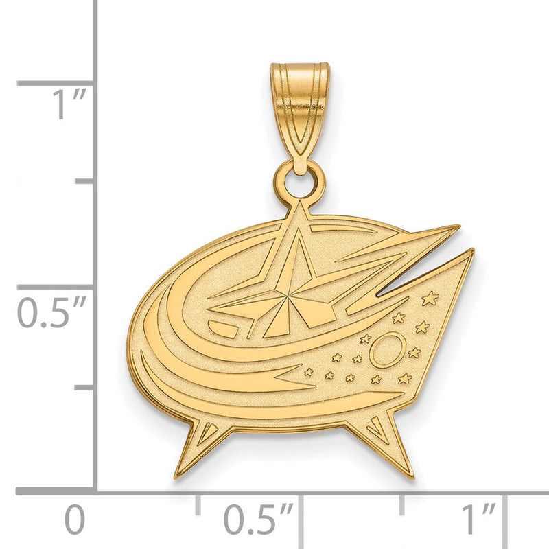 Gold Plated Sterling Silver Nhl Logoart Columbus Blue Jackets Large Pendant
