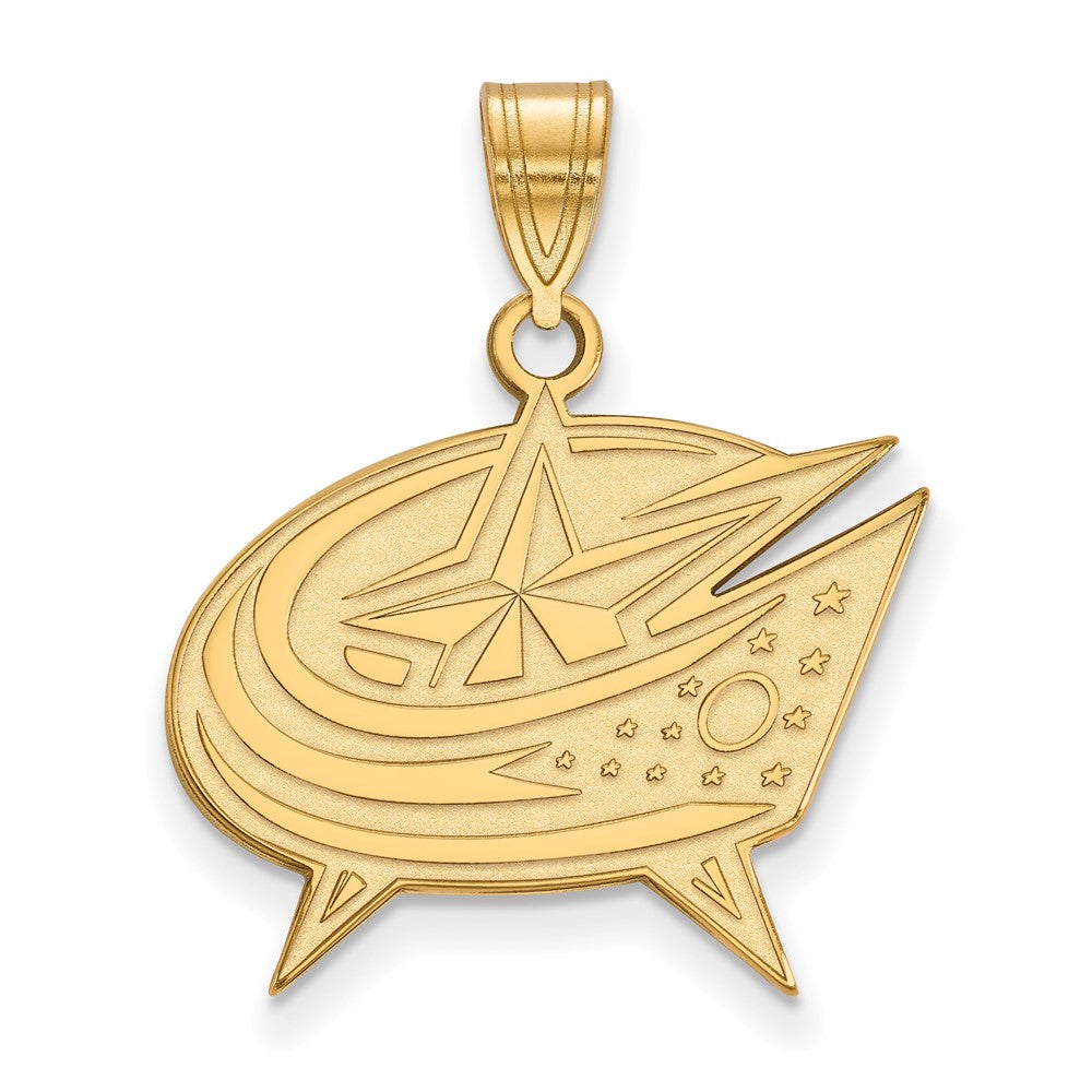 Gold Plated Sterling Silver Nhl Logoart Columbus Blue Jackets Large Pendant
