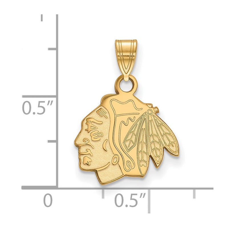 10K Yellow Gold Nhl Logoart Chicago Blackhawks Small Pendant