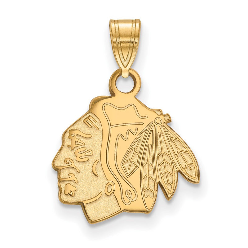 10K Yellow Gold Nhl Logoart Chicago Blackhawks Small Pendant