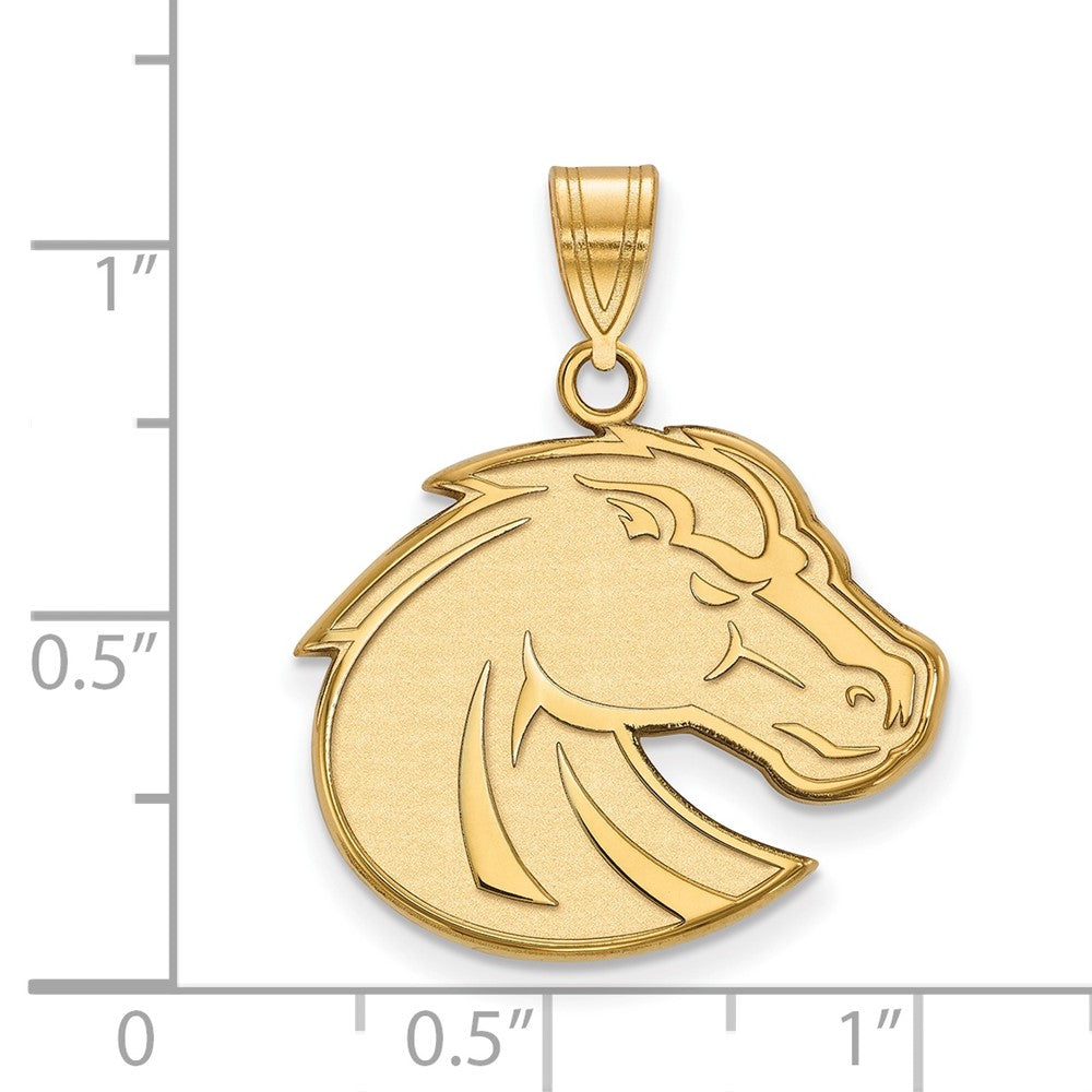 Gold Plated Sterling Silver Logoart Boise State University Bronco Large Pendant
