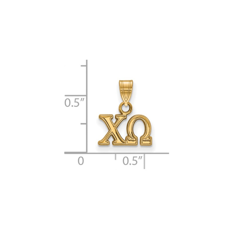 Gold Plated Sterling Silver Logoart Chi Omega Sorority Greek Letters Small Pendant