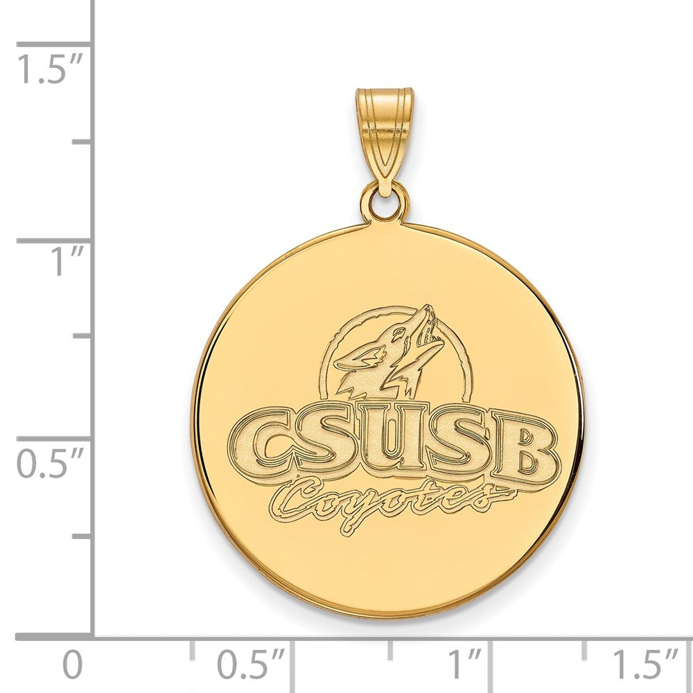 Gold Plated Sterling Silver Logoart California State University San Bernardino Coyotes Extra Large Disc Pendant