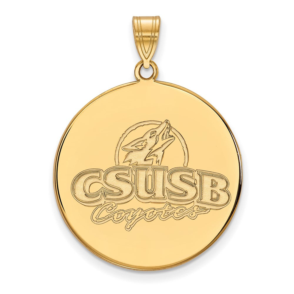 Gold Plated Sterling Silver Logoart California State University San Bernardino Coyotes Extra Large Disc Pendant