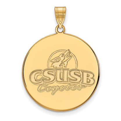 Gold Plated Sterling Silver Logoart California State University San Bernardino Coyotes Extra Large Disc Pendant