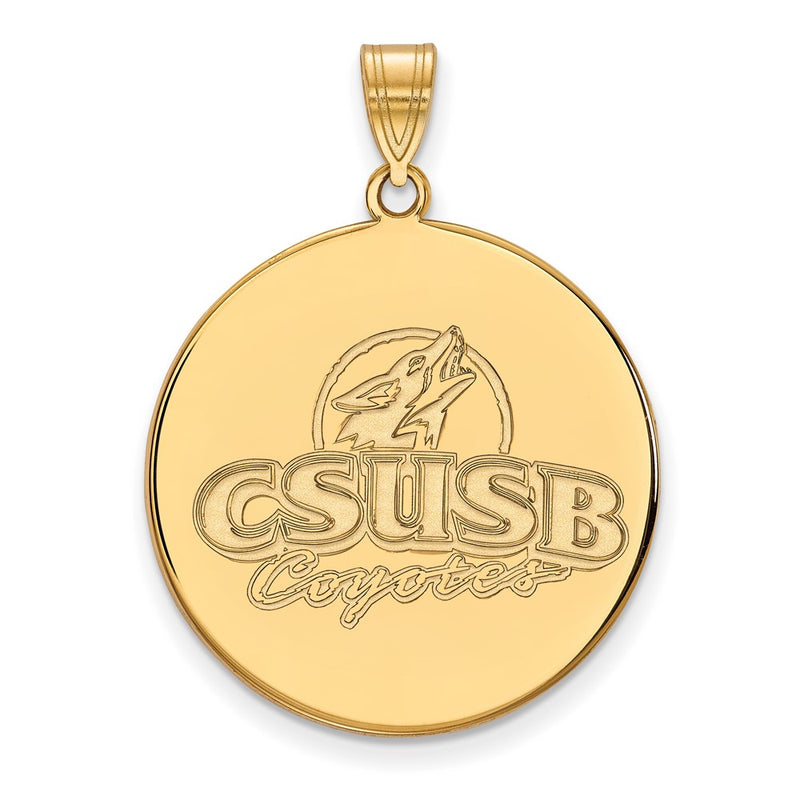 Gold Plated Sterling Silver Logoart California State University San Bernardino Coyotes Extra Large Disc Pendant