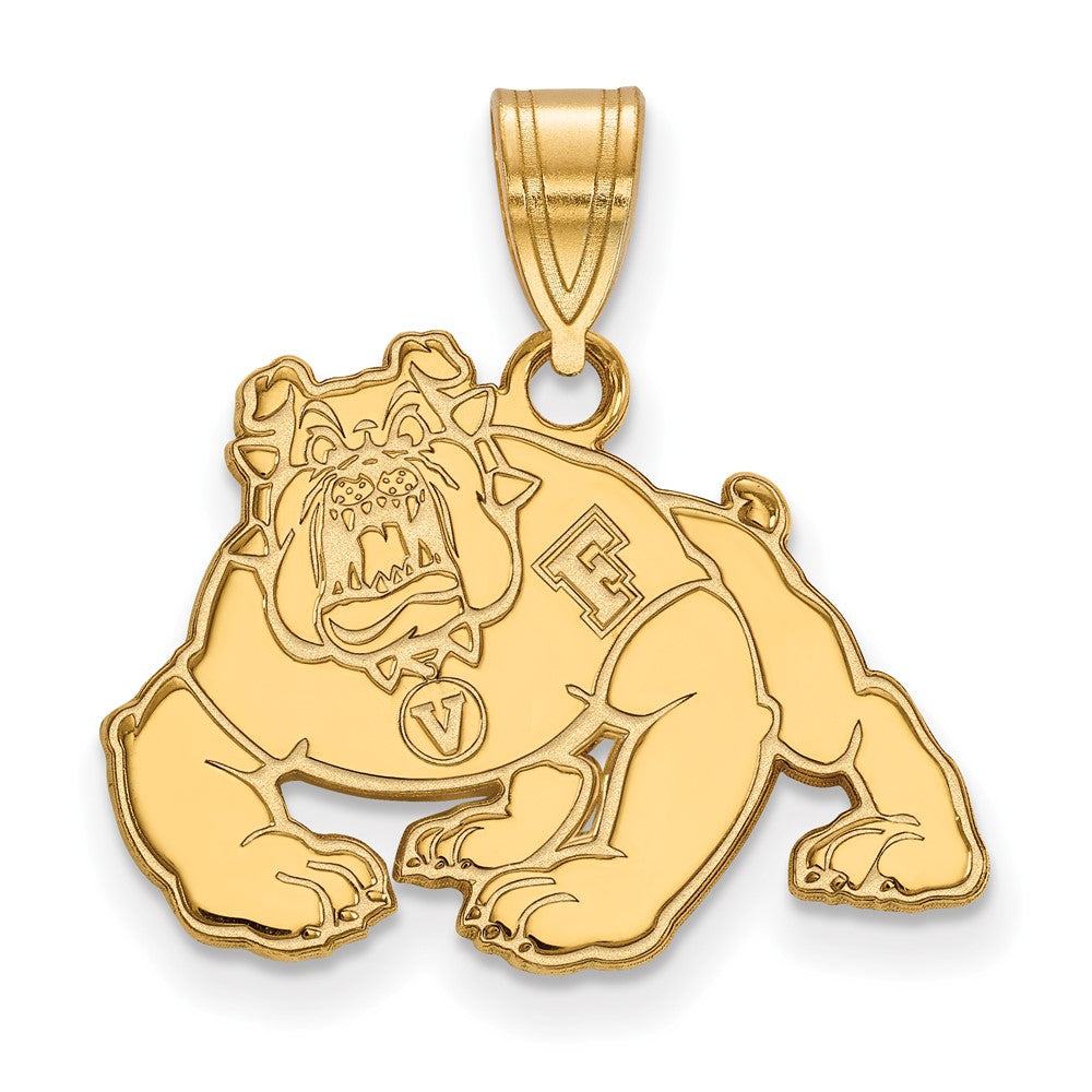 Gold Plated Sterling Silver Logoart California State University Fresno Bulldog Medium Pendant