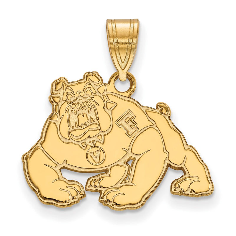 Gold Plated Sterling Silver Logoart California State University Fresno Bulldog Medium Pendant