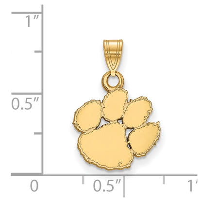 Gold Plated Sterling Silver Logoart Clemson University Tiger Paw Small Pendant