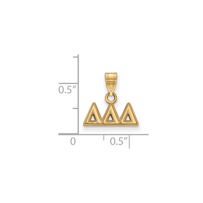 Gold Plated Sterling Silver Logoart Delta Sorority Greek Letters Small Pendant