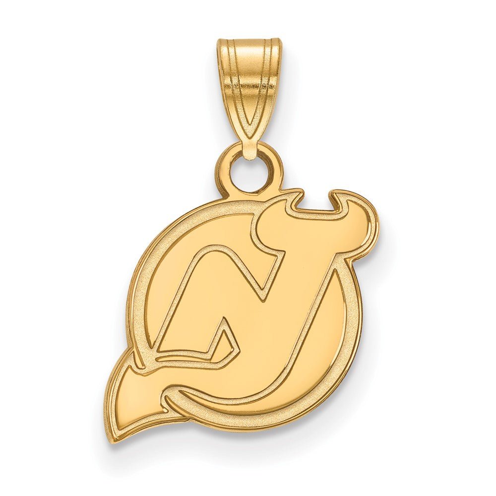 10K Yellow Gold Nhl Logoart New Jersey Devils Small Pendant