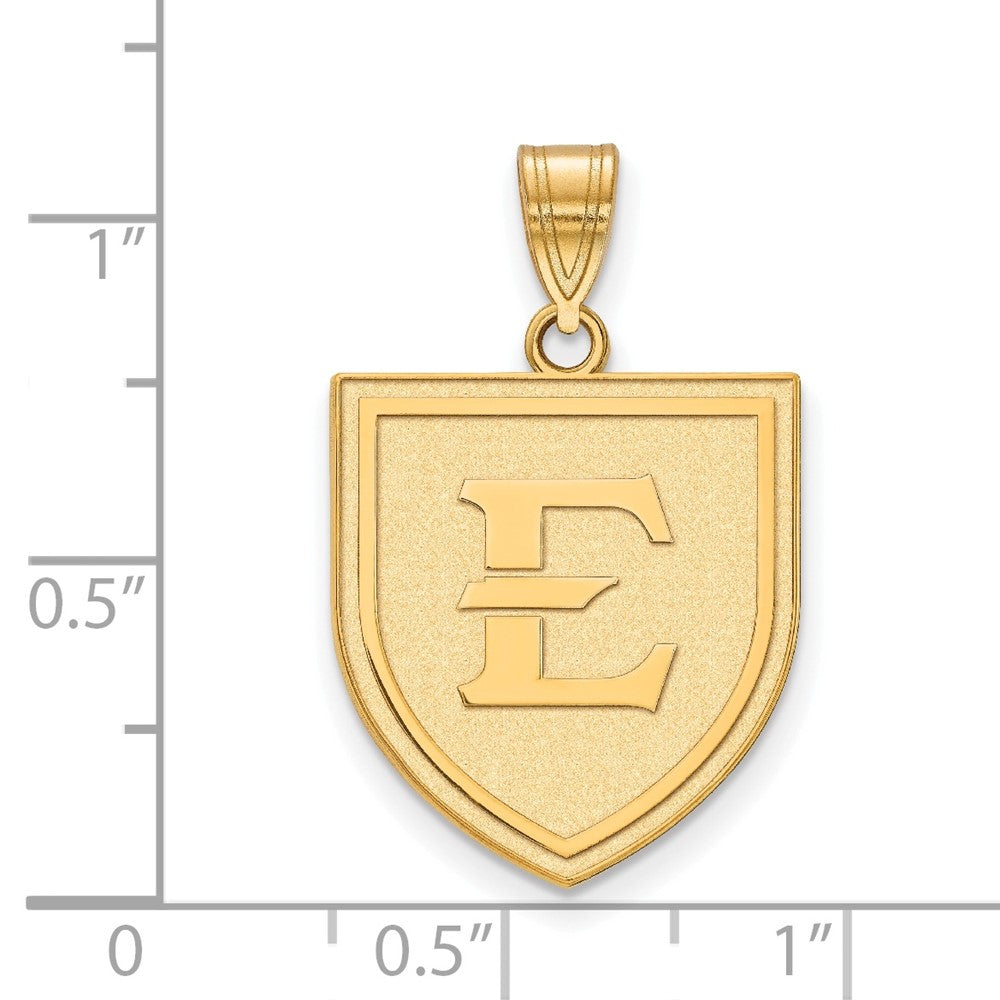 14K Yellow Gold Logoart East Tennessee State University Letter E Shield Large Pendant