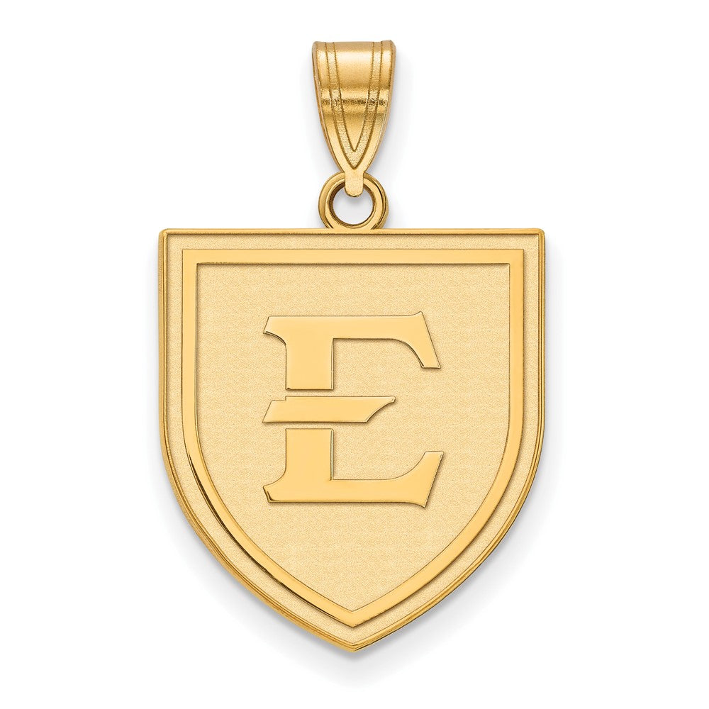 Gold Plated Sterling Silver Logoart East Tennessee State University Letter E Shield Large Pendant