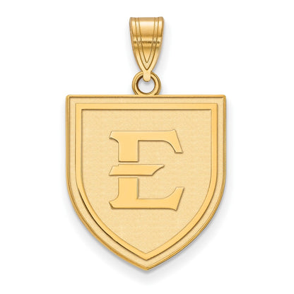 Gold Plated Sterling Silver Logoart East Tennessee State University Letter E Shield Large Pendant