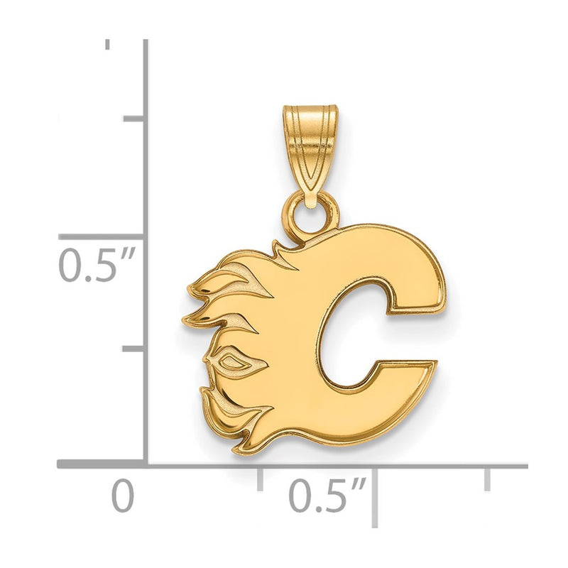 Gold Plated Sterling Silver Nhl Logoart Calgary Flames Letter C Small Pendant