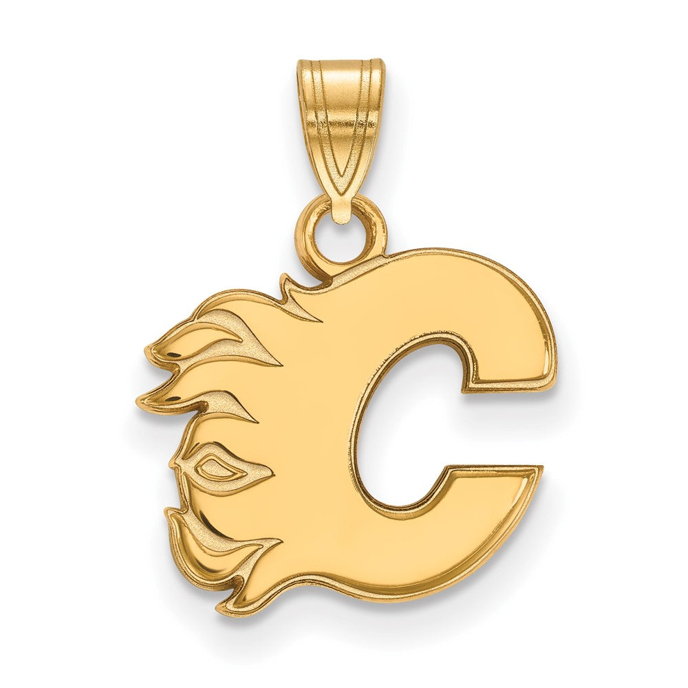 Gold Plated Sterling Silver Nhl Logoart Calgary Flames Letter C Small Pendant