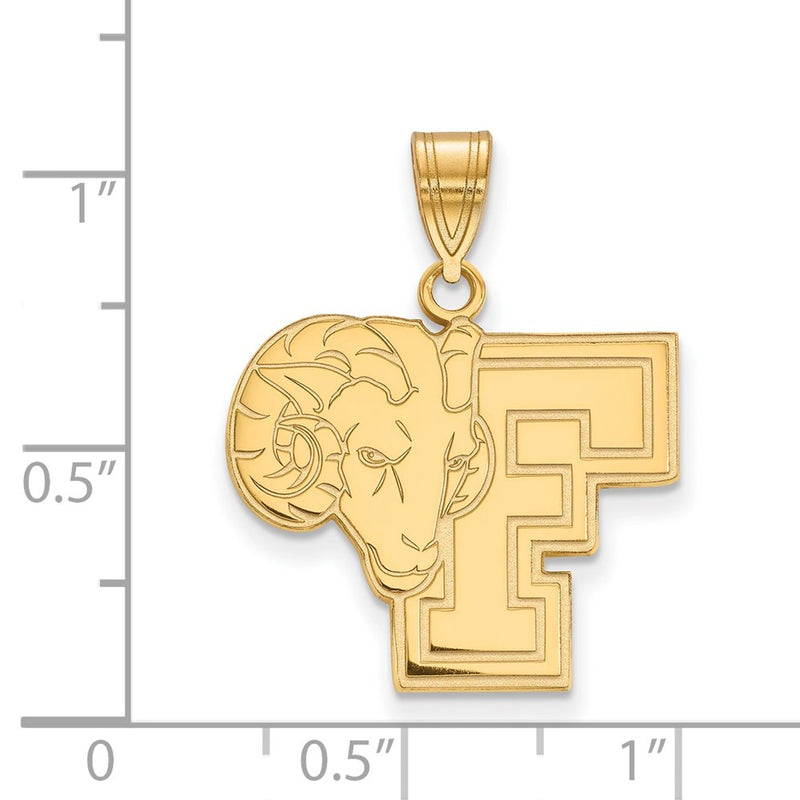 Gold Plated Sterling Silver Logoart Fordham University Ram Large Pendant