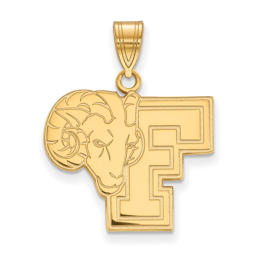 Gold Plated Sterling Silver Logoart Fordham University Ram Large Pendant
