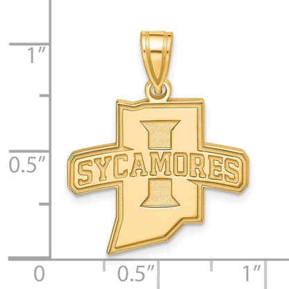 Gold Plated Sterling Silver Logoart Indiana State University Sycamores Large Pendant