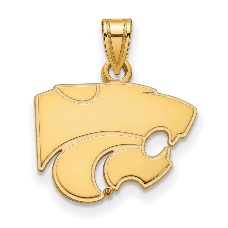 Gold Plated Sterling Silver Logoart Kansas State University Wildcat Small Pendant