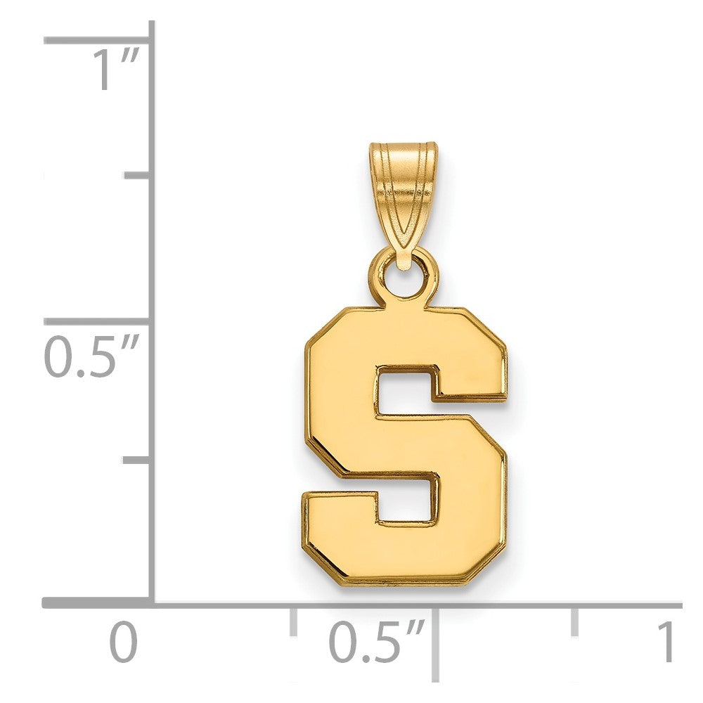 Gold Plated Sterling Silver Logoart Michigan State University Letter S Small Pendant