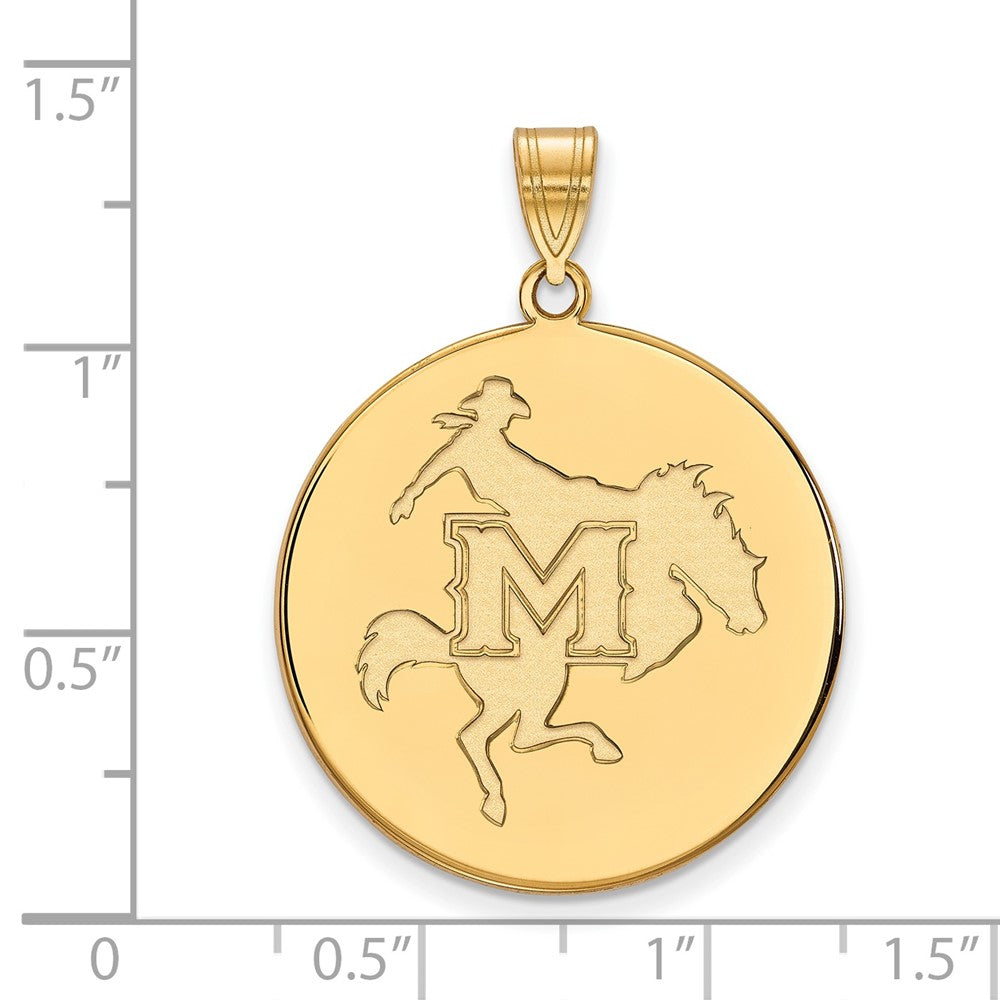 Gold Plated Sterling Silver Logoart Mcneese State University Extra Large Disc Pendant