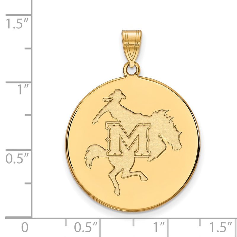 Gold Plated Sterling Silver Logoart Mcneese State University Extra Large Disc Pendant