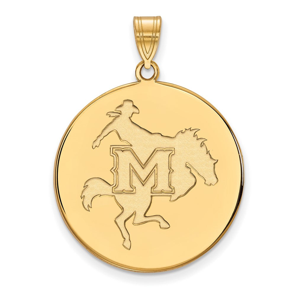 Gold Plated Sterling Silver Logoart Mcneese State University Extra Large Disc Pendant