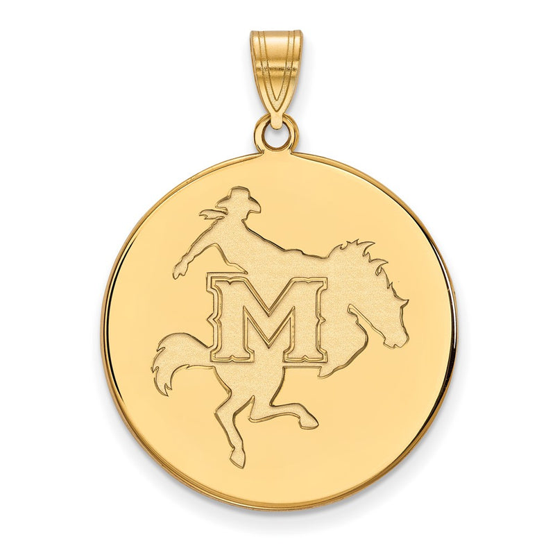 Gold Plated Sterling Silver Logoart Mcneese State University Extra Large Disc Pendant